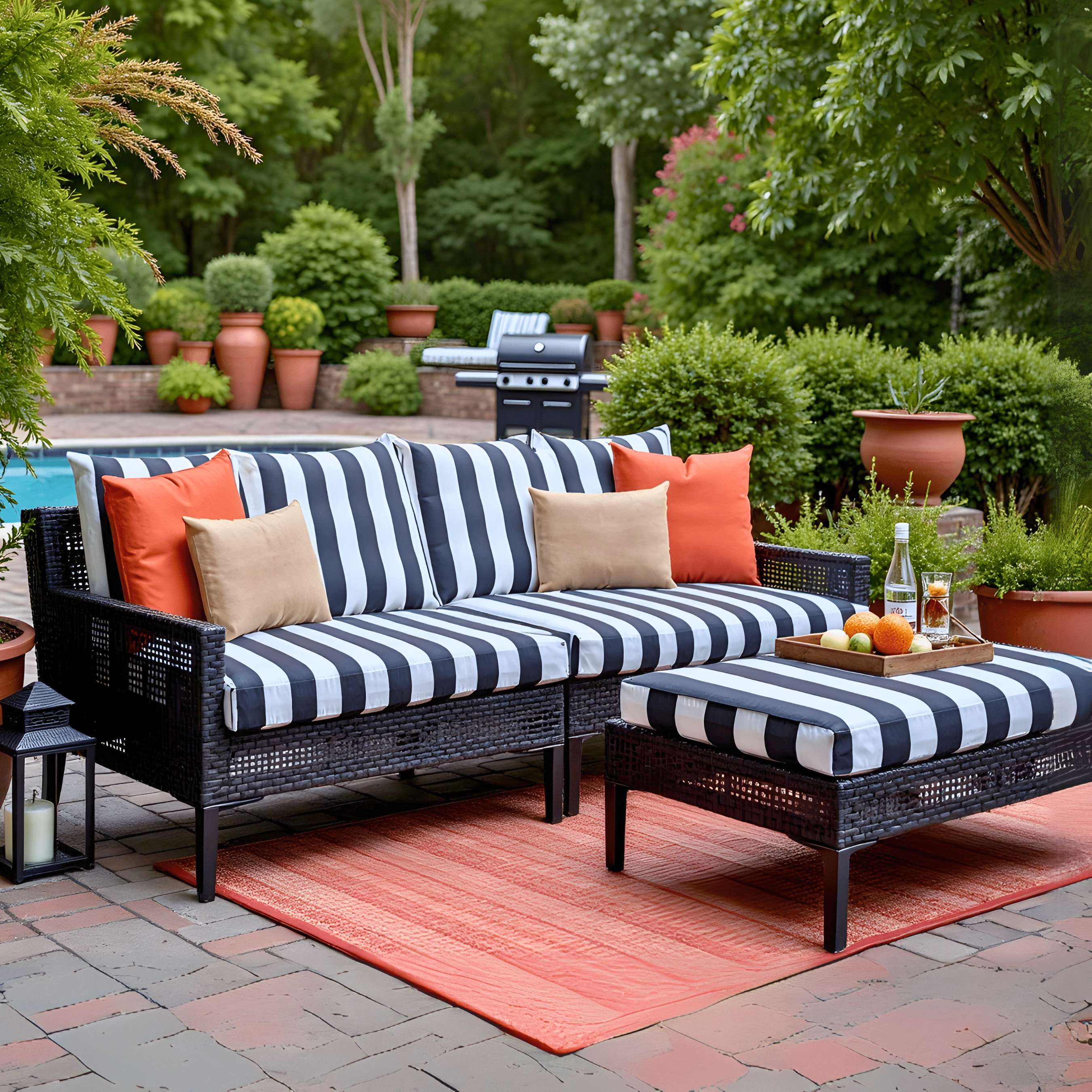 Rockin Cushions IKEA Outdoor Slipcovers Black and White Cabana Stripe Outdoor Slip Covers, Compatible with IKEA Duvholmen